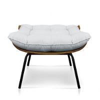 Puff Costela Linho Cinza Claro A05 Base De Metal - D'Rossi - 5