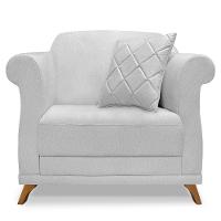 Poltrona Para Sala De Estar Linho Pés CastanhoCor Cinza - 6