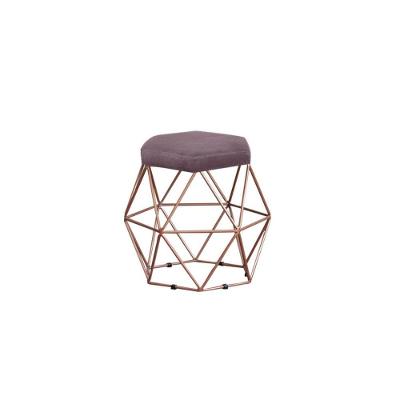 Puff Decorativo Onix Com Armação Bronze Em Tecido Veludo
