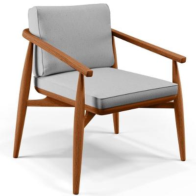 Poltrona Sala De Estar Lavânia B04 Com Cintas De Corano Linho Cinza Lyam Decor