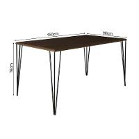 Conjunto De Mesa Elen Retangular 150X90Cm Amêndoa Com 4 Cadeiras Katrina Preto Asse - Marrom - 5