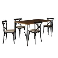 Conjunto De Mesa Elen Retangular 150X90Cm Amêndoa Com 4 Cadeiras Katrina Preto Asse - Marrom - 9