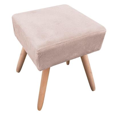 Puff Decorativo Ibiza Quadrado Suede Pés Palito Natural Bege