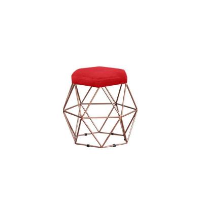 Puff Decorativo Onix Com Armação Bronze Em Tecido Veludo