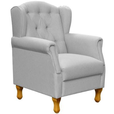 Poltrona Decorativa Yara P02 Sala de Estar Linho Cinza Lyam Decor