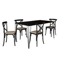 Conjunto De Mesa Elen Retangular 140X80Cm Preto Com 4 Cadeiras Katrina Preto Assent - Preto - 9