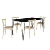 Conjunto De Mesa Elen Retangular 150X90Cm Preto Com 4 Cadeiras Katrina Off White As - Preto - 5