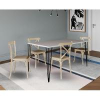 Conjunto De Mesa Elen Retangular 150X90Cm Branco Com 4 Cadeiras Katrina Off White A - Branco - 1