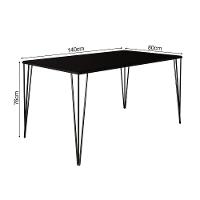 Jogo De Mesa Elen Retangular 140X80Cm Preto Com 4 Cadeiras Katrina Branca Assento B - Preto - 3