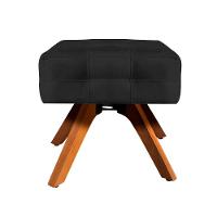 Puff Giratório Elisa Suede Base Madeira D´rossi Preto - 1
