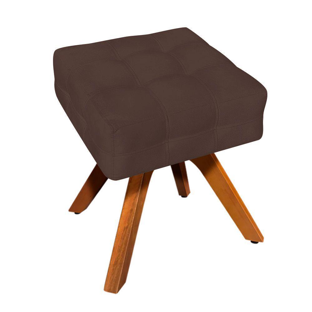 Puff Giratório Elisa Suede Base Madeira Mm30 D´rossi Marrom - 4