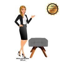 Puff Giratório Elisa Suede Base Madeira Mm30 D´rossi Grafite - 5