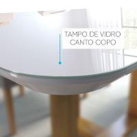 Mesa De Jantar 6 Lugares Barcelona Tampo Em Vidro 160Cm - Móveis Mix Mel/Off-White - 3