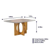 Mesa De Jantar 6 Lugares Barcelona Tampo Em Vidro 160Cm - Móveis Mix Mel/Off-White