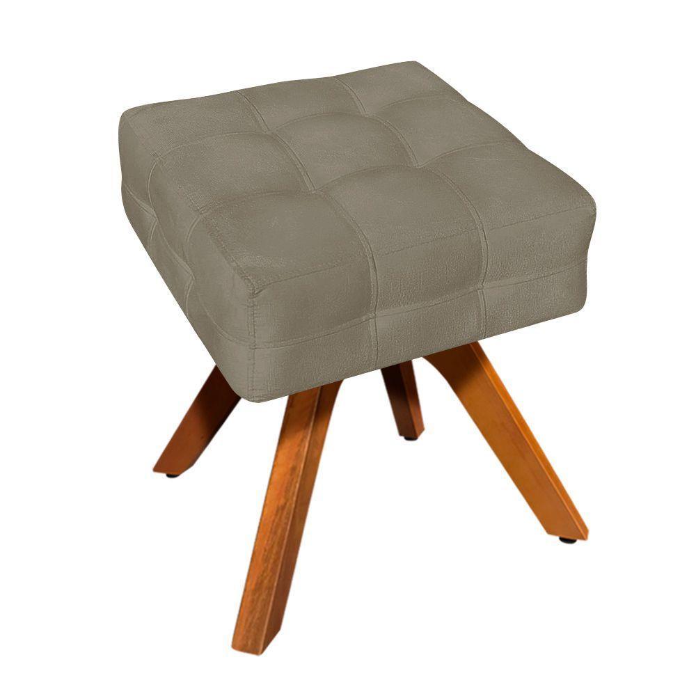 Puff Giratório Elisa Suede Base Madeira D´rossi Marrom Rato - 2