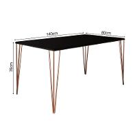 Mesa De Jantar 140X80Cm Tampo Preto Com Base Cobre Preto - 2