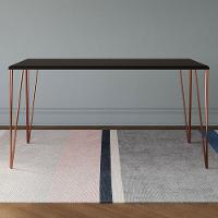 Mesa De Jantar 140X80Cm Tampo Preto Com Base Cobre Preto - 4