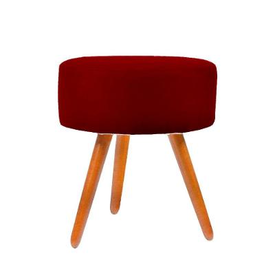 Puff Redondo Pés Palito Suede Balaqui Decor Vermelho