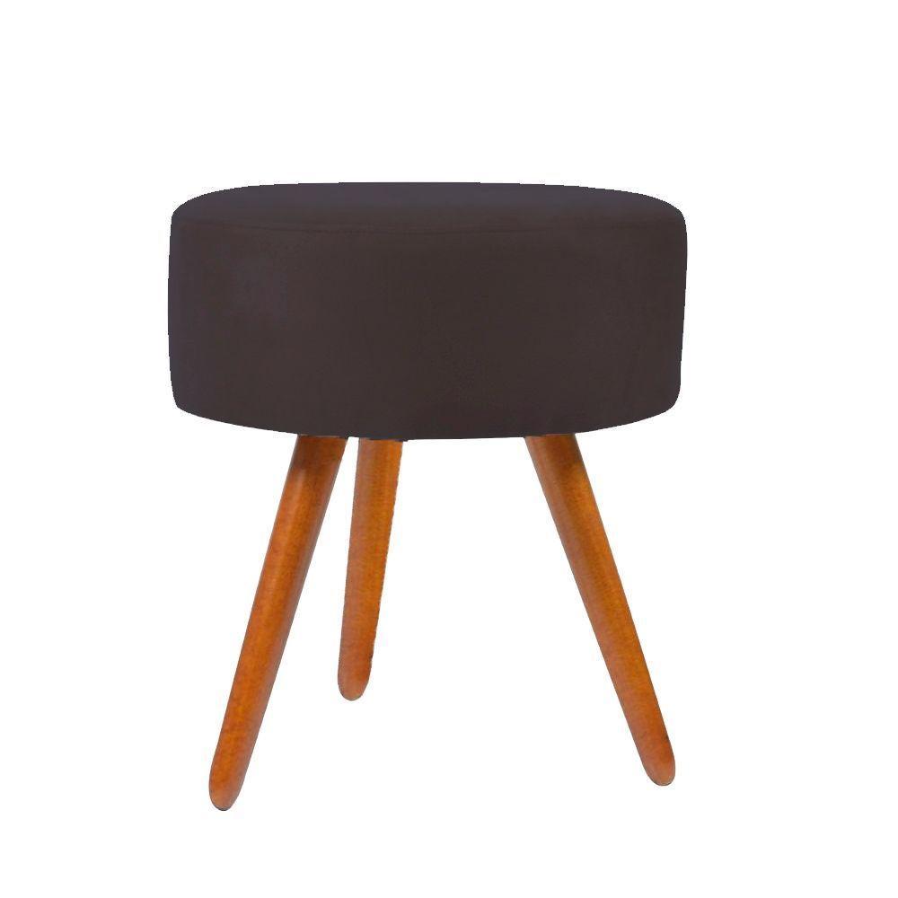 Puff Para Sala Redondo Pés Palito Suede Balaqui Decor Cinza - 1