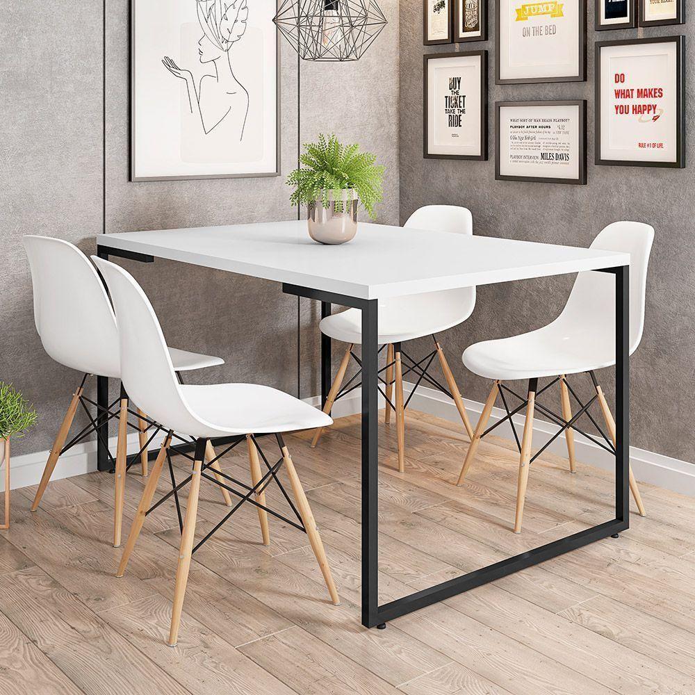 Mesa De Jantar 4 Lugares Retangular 136 Cm Branco Fosco - 4