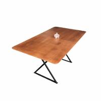 Mesa De Jantar Angra Amadeirado 1,60M X 0,90M Com Base De Metal Preto - 1