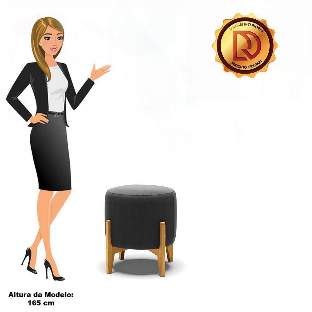 Puff Stella Suede Base Madeira Castanho - D'rossi Cor Preto - 5