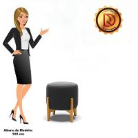 Puff Stella Suede Base Madeira Castanho - D'rossi Cor Preto - 5