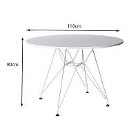 Mesa De Jantar Eames Redonda 110Cm Branca Com Ferro Branco - Up Home - 2