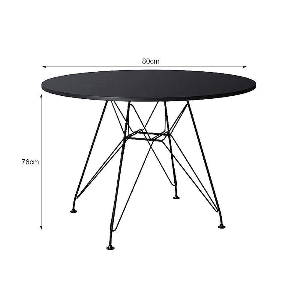 Mesa De Jantar Eames Eiffel 80Cm Tampo Redondo Preto Base De Ferro - 2