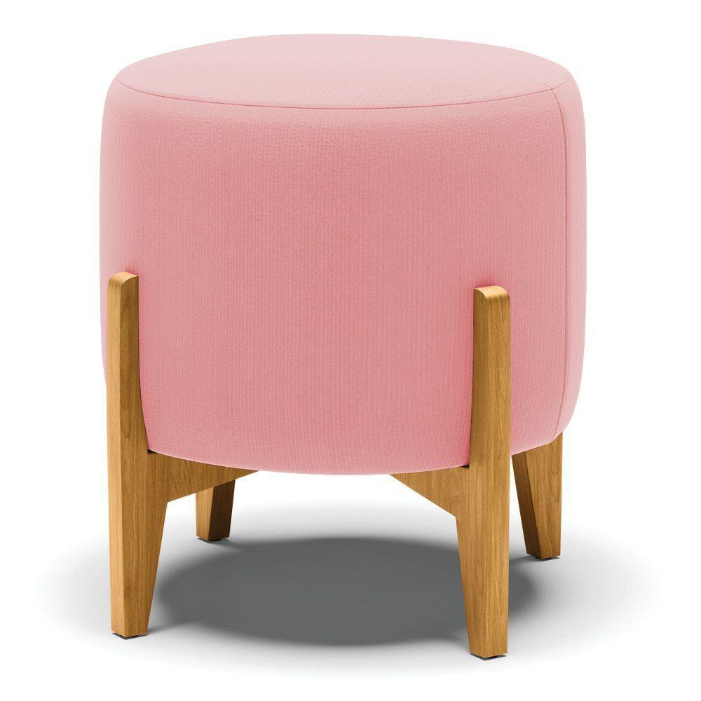 Puff Stella Suede Base Madeira Castanho - D'rossi Cor Rose - 1