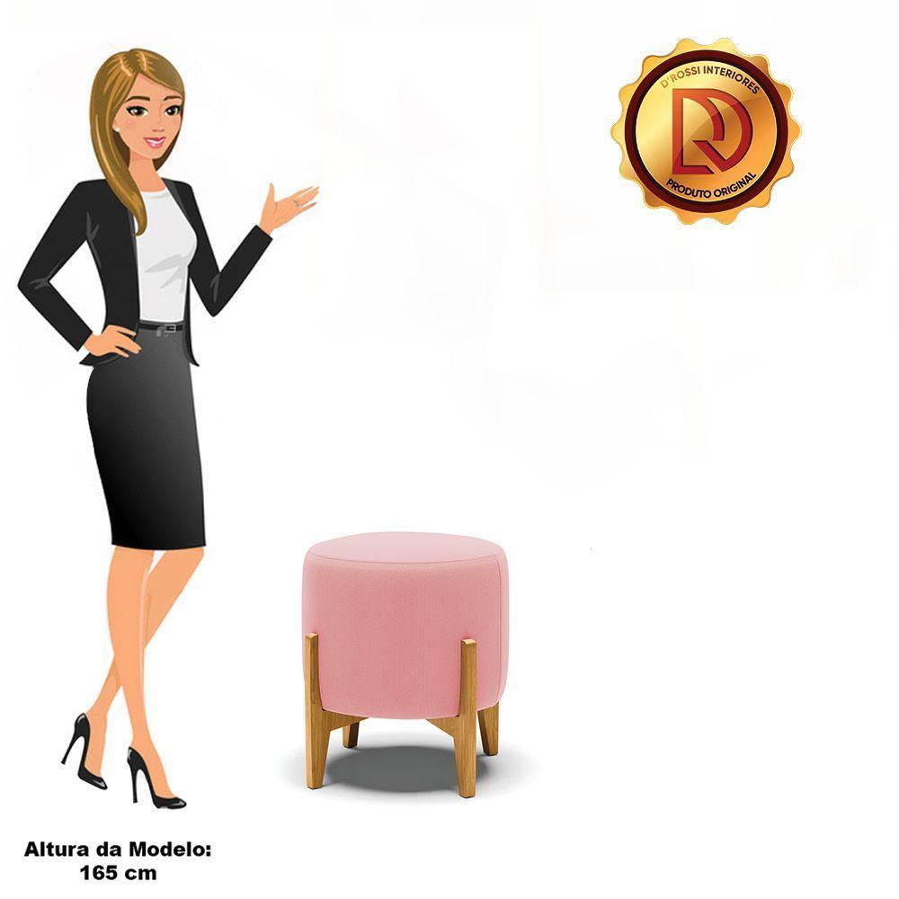Puff Stella Suede Base Madeira Castanho - D'rossi Cor Rose - 2