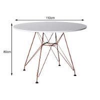 Mesa De Jantar Eames Eiffel Redonda 110Cm Madeira Branca Com Base Ferro Cobre - 2