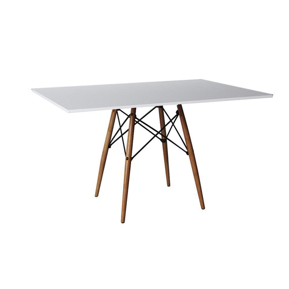 Mesa De Jantar Eiffel Retangular 120 Cm Tampo De Madeira Branca - 1