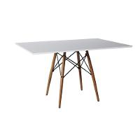 Mesa De Jantar Eiffel Retangular 120 Cm Tampo De Madeira Branca - 1