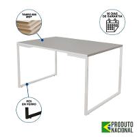 Mesa De Jantar Industrial Base Ferro Branco Tampo 137X90 Branco Cor: Branco - 3