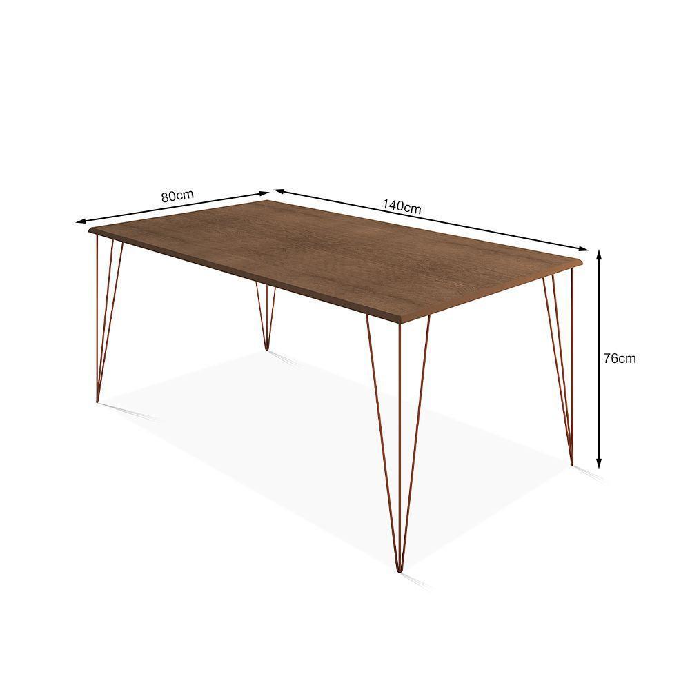 Mesa De Jantar Elen 140X80Cm Tampo Amêndoa Com Base Cobre - Branco - 2