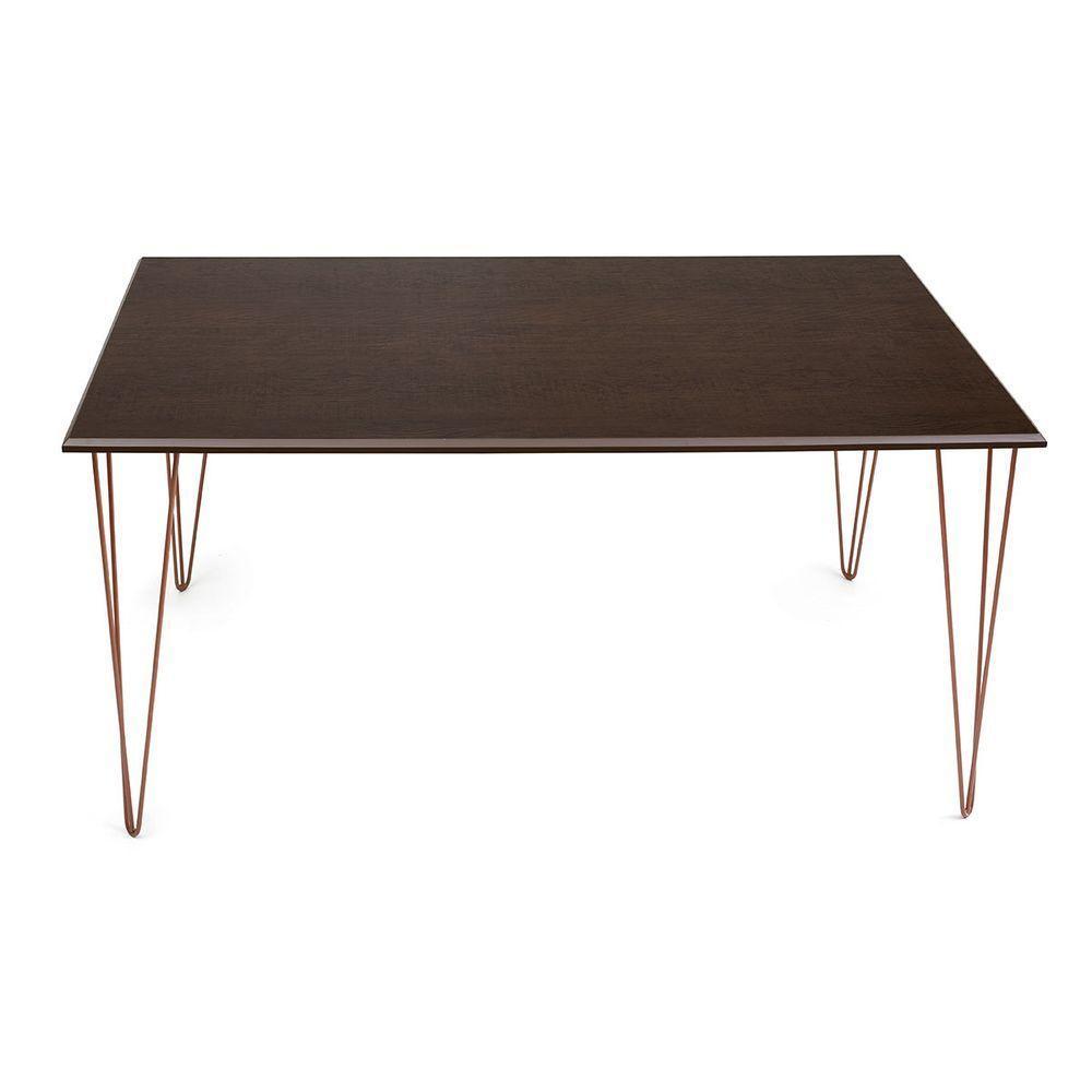 Mesa De Jantar Elen 140X80Cm Tampo Amêndoa Com Base Cobre - Branco - 4