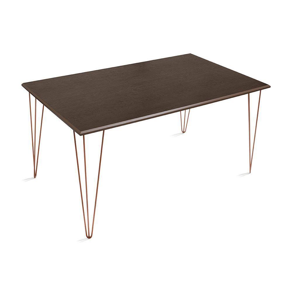 Mesa De Jantar Elen 140X80Cm Tampo Amêndoa Com Base Cobre - Branco - 5