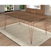 Mesa De Jantar Elen 140X80Cm Tampo Amêndoa Com Base Cobre - Branco - 1