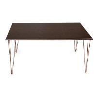 Mesa De Jantar Elen 140X80Cm Tampo Amêndoa Com Base Cobre - Branco