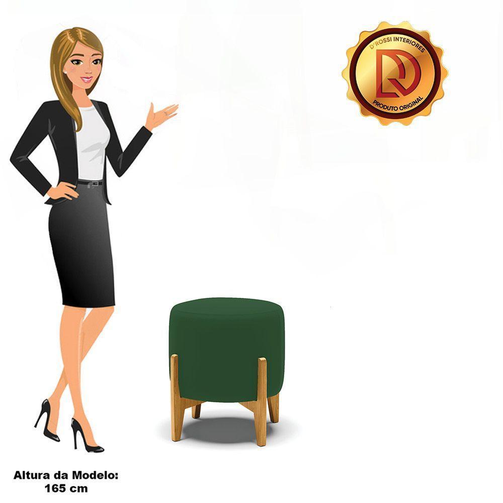 Puff Stella Veludo Verde Base Madeira Castanho - D'rossi - 4