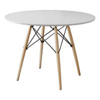 Mesa De Jantar Eiffel Redondo Tampo De Madeira 110Cm Branco - Branco - 1