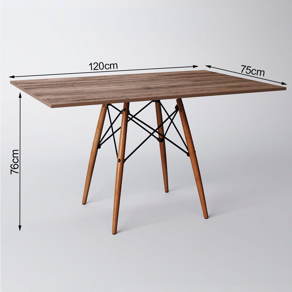 Mesa De Jantar Eiffel Retangular Tampo De Madeira 120X75Cm Amêndoa - Marrom - 2