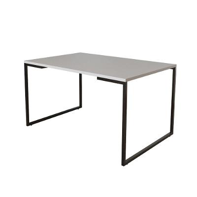 Mesa De Jantar Industrial Base Ferro Preto Tampo 137X90 Branco