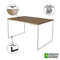 Mesa De Jantar Industrial Base Ferro Branco Tampo 137X90 Amêndoa Cor: Branco - 3