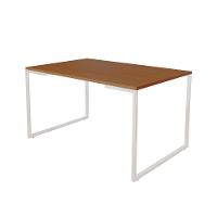 Mesa De Jantar Industrial Base Ferro Branco Tampo 137X90 Canela Cor: Branco - 1