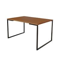 Mesa De Jantar Industrial Base Ferro Preto Tampo 137X90 Canela Cor: Marrom - 1