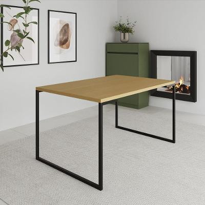 Mesa De Jantar Industrial Aço E Madeira Canela Marrom