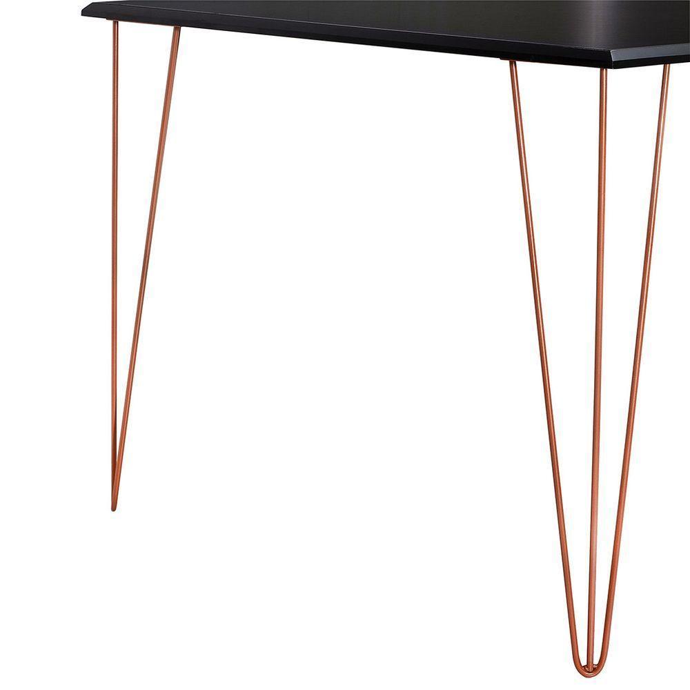 Mesa De Jantar Elen 140X80Cm Tampo Preto Com Base Cobre - Branco - 3