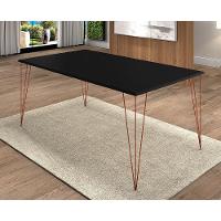 Mesa De Jantar Elen 140X80Cm Tampo Preto Com Base Cobre - Branco - 1